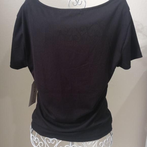 Eye Candy Black Women's Rouched Top Short Sleeve - - Picture 2 of 3